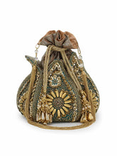 Lotus Faux Silk Embellished Potli