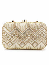 Tulle Faux Silk Chevron Embroidered Clutch