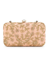 Hue Faux Silk Floral Embroidered Box Clutch