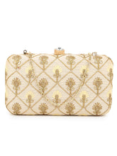 Hue Faux Silk Harlequin Embroidered Box Clutch
