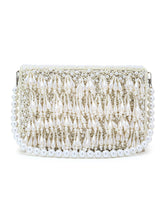 Coffer Faux Silk Pearl Beaded Clutch