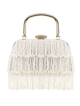 Pochette Faux Silk Pearl Embellished Clutch