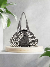 Pochette Striped Embellished Faux Silk Clutch