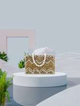 Coffer Chevron Embellished Velvet Clutch