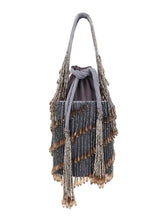 Dangle Striped Embellished Velvet Potli