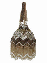 Dangle Chevron Embellished Faux Silk Potli