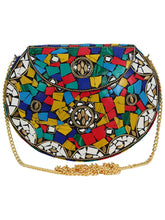 Jewel Mosaic Design Metal Work Party Clutch