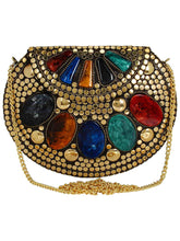 Jewel Mosaic Design Metal Work Party Clutch