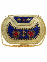 Jewel Mosaic Design Metal Work Party Clutch