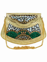 Jewel Mosaic Design Metal Work Party Clutch