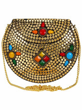Jewel Mosaic Design Metal and Stone Work Party Clutch