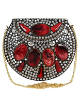 Jewel Mosaic Design Metal and Stone Work Party Clutch