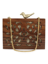 Balk Wooden Ethnic Motifs Wooden Sequined Clutch