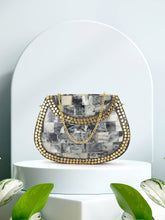 Mosaic Marble finish Embellished Resin & Metal Clutch