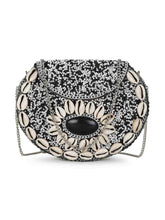 Mosaic Shell Embellished Metal Clutch