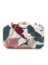 AdornPrinted Embellished Satin Clutch