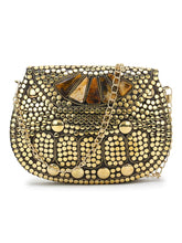 Mosaic Metal Clutch with Stone Work