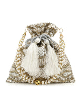 Dangle Embellished Satin Potli