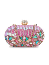 Adorn Velvet Floral Embellished Clutch