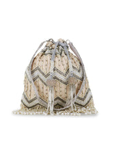 Dangle Faux Silk Chevron Embellished Potli