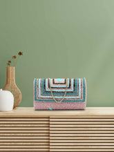 Coffer Geometric Embellished Faux Silk Clutch