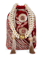 Dangle Floral Embellished Velvet Potli