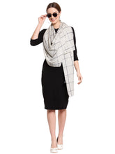 Checkered & Woven Design Wool Stole