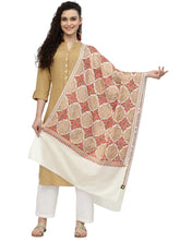 Crewel Geometric Embroidered Wool Shawl
