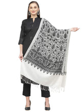 Crewel Floral Embroidered Polywool Stole