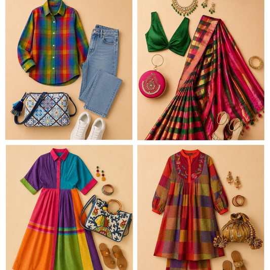 From Shirts to Sarees: The Best Bags to Pair With Madras Kattam Checks