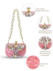 Marble Muse Resin Abstract Embellished Clutch