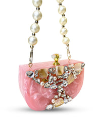 Marble Muse Resin Abstract Embellished Clutch