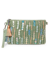 Glid Corduroy Floral Sequined Sling Bag