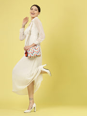 Polyester & Leatherette Digital Print Floral Sling Bag
