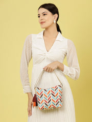 Polyester & Leatherette Digital Print Floral Sling Bag