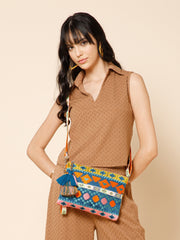 Tribal Acrylic Jacquard Ethnic Motifs Embroidered Sling Bag