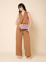 Tribal Acrylic Jacquard Ethnic Motifs Embroidered Sling Bag