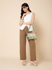 Tribal Acrylic Jacquard Ethnic Motifs Embroidered Sling Bag