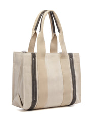 Sisal Solid Cotton Jute & Leather Handheld Bag