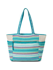 Boho Acrylic Jacquard Trellis Embellished Tote Bag