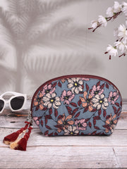 Floral Digital Printed Poly Canvas Smart Casual Vanity Bag