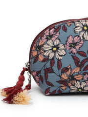 Floral Digital Printed Poly Canvas Smart Casual Vanity Bag