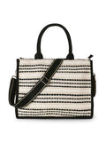 Boho Jacquard Cotton Canvas Striped Self Design Handheld Bag