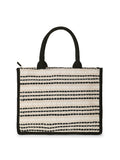 Boho Jacquard Cotton Canvas Striped Self Design Handheld Bag