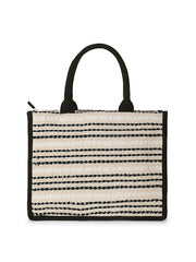 Boho Jacquard Cotton Canvas Striped Self Design Handheld Bag