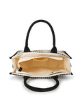Boho Jacquard Cotton Canvas Striped Self Design Handheld Bag