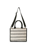 Boho Jacquard Cotton Canvas Striped Self Design Handheld Bag