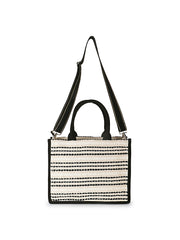 Boho Jacquard Cotton Canvas Striped Self Design Handheld Bag
