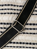 Boho Jacquard Cotton Canvas Striped Self Design Handheld Bag