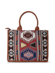 Tribal Jacquard Cotton Canvas Ethnic Motifs Self Design Handheld Bag